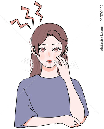 一個沮喪的長發女人的插圖 92570432