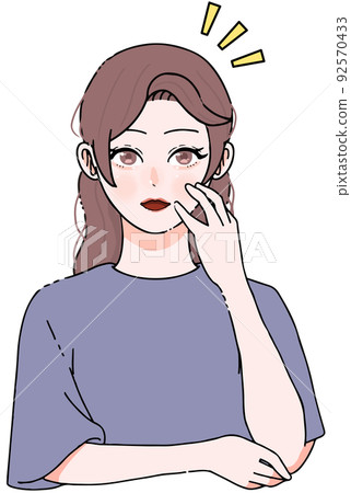 一位注意到某事的長發女人的插圖 一位注意到某事的長發女人的插圖 92570433