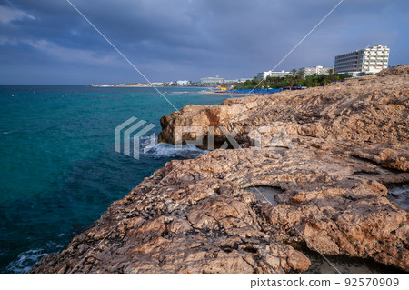 Coastal summer landscape of Ayia Napa town. Cyprus 92570909