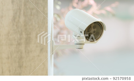 Futuristic security CCTV camera with Motion sensor. 92570958