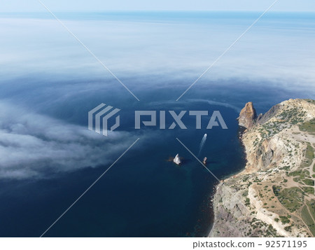 Abstract aerial nature summer ocean sunset sea and sky background. Natural sky composition. Element of design. Sky replacement for composites. Holiday, vacation and recreational banner concept 92571195