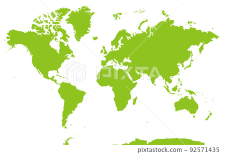 Natural world map, six continents, Atlantic Ocean 92571435