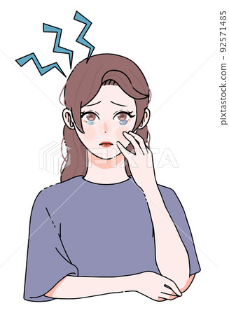 一位身體狀況不佳的長發婦女的插圖 一位身體狀況不佳的長發婦女的插圖 92571485