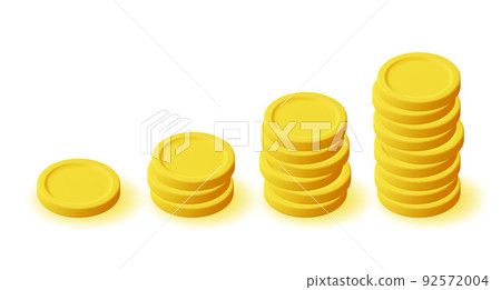 3D Stack of Gold Coins Icon Isolated. - Stock Illustration [92572004 ...