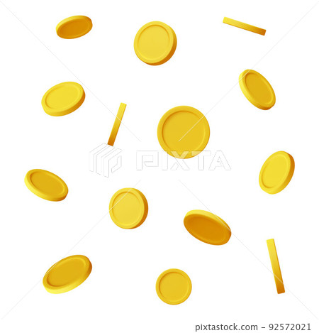 3D Falling Gold Coins Isolated. Money Rain - Stock Illustration ...