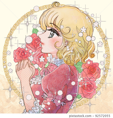 Showa girl cartoon style, beautiful princess illustration 92572055