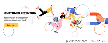 Customer retention banner with people and magnet 92572172