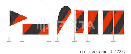Red and black vinyl flags and banners on pole 92572271
