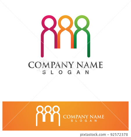 W Letter community poeple Logo Business Template Vector 92572378