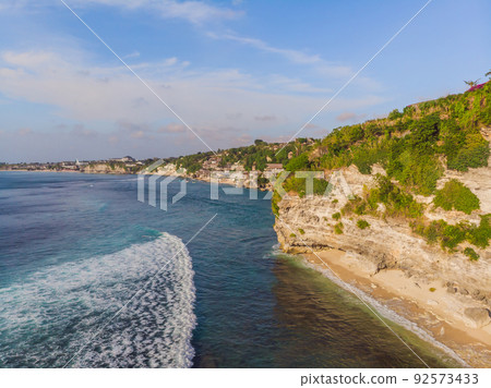 Aerial shot. Photos from the drone. Beach Dreamland Bali Indonesia Aerial shot. Photos from the drone. Beach Dreamland Bali Indonesia 92573433