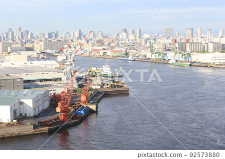 Namihaya Ohashi Chishimabashi Taisho Ward Osaka City Scenery Warehouse Material Storage Showayama Truss Architecture Osaka Bay Scenery 92573880
