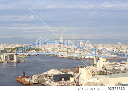 Namihaya Ohashi Chishimabashi Taisho Ward Osaka City Scenery Warehouse Material Storage Showayama Truss Architecture Osaka Bay Scenery 92573883