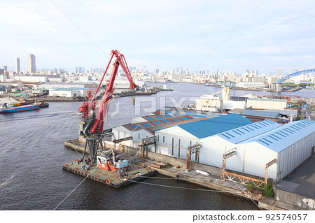 Namihaya Ohashi Chishimabashi Taisho Ward Osaka City Scenery Warehouse Material Storage Showayama Truss Architecture Osaka Bay Scenery 92574057