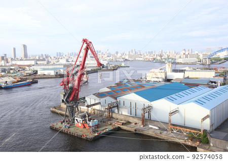 Namihaya Ohashi Chishimabashi Taisho Ward Osaka City Scenery Warehouse Material Storage Showayama Truss Architecture Osaka Bay Scenery 92574058