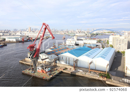Namihaya Ohashi Chishimabashi Taisho Ward Osaka City Scenery Warehouse Material Storage Showayama Truss Architecture Osaka Bay Scenery 92574068