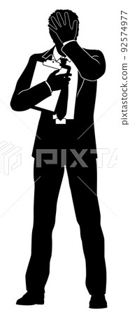 Business People Man With Clipboard Silhouette Business People Man With Clipboard Silhouette 92574977