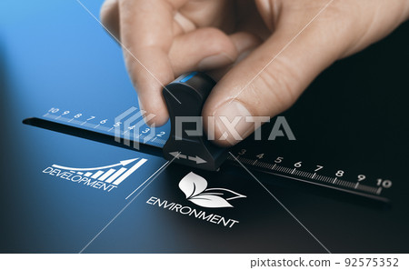 Balance between environmental protection and economic development. Balance between environmental protection and economic development. 92575352