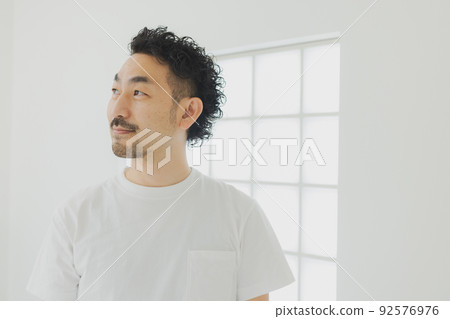 Bearded man in white t-shirt Bearded man in white t-shirt 92576976