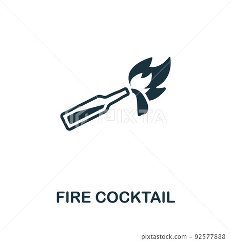 Fire Cocktail icon. Monochrome simple line Weapon icon for templates, web design and infographics 92577888