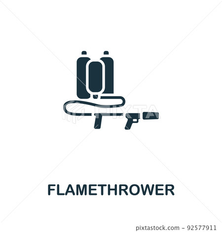 Flamethrower icon. Monochrome simple line Weapon icon for templates, web design and infographics 92577911