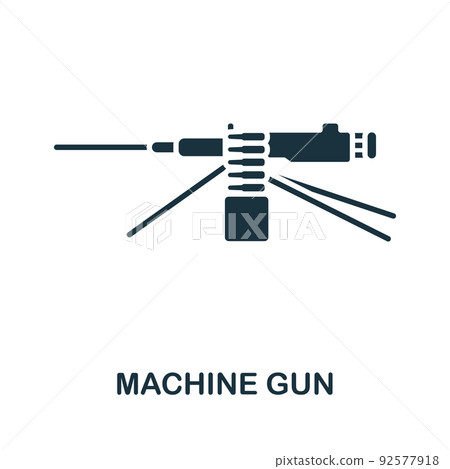Machine Gun icon. Monochrome simple line Weapon icon for templates, web design and infographics 92577918