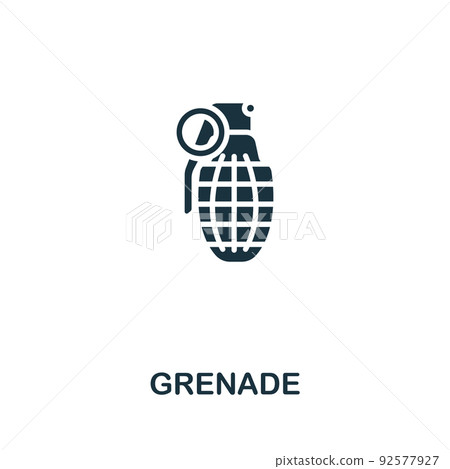 Grenade icon. Monochrome simple line Weapon icon for templates, web design and infographics 92577927