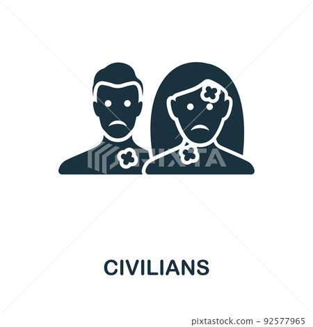 Civilians icon. Monochrome simple line War icon for templates, web design and infographics 92577965