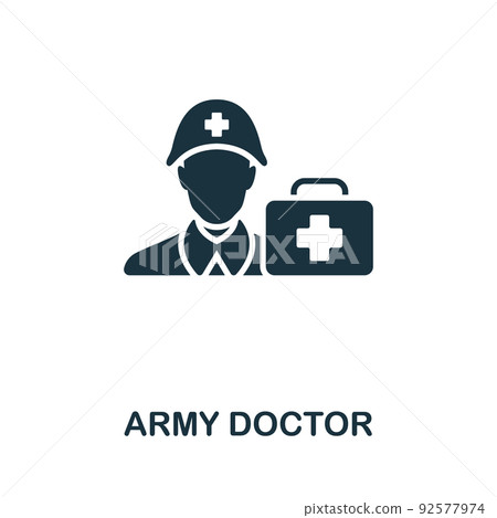 Army Doctor icon. Monochrome simple line War icon for templates, web design and infographics 92577974