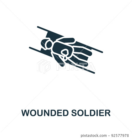 Wounded Soldier icon. Monochrome simple line War icon for templates, web design and infographics 92577978