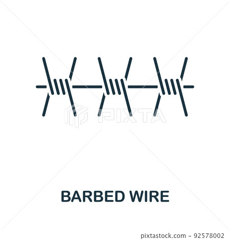 Barbed Wire icon. Monochrome simple line War icon for templates, web design and infographics Barbed Wire icon. Monochrome simple line War icon for templates, web design and infographics 92578002