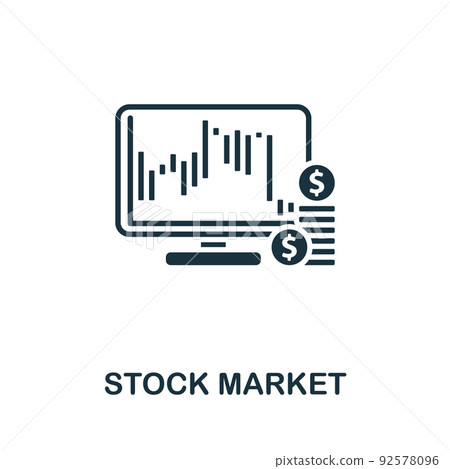 Stock Market icon. Monochrome simple line Stock Market icon for templates, web design and infographics 92578096