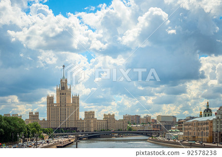 Tower building on Kotelnicheskaya embankment in Moscow. 92578238