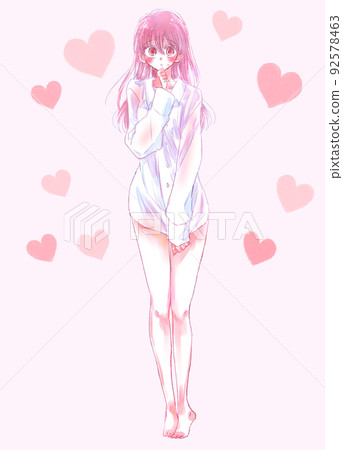 Woman heart in his shirt 92578463