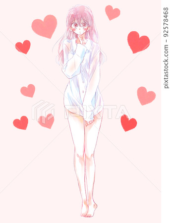 Woman heart in his shirt 92578468