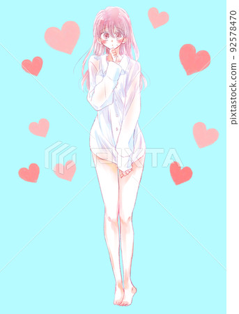 Woman heart in his shirt 92578470