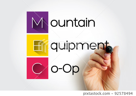 MEC - Mountain Equipment Co-Op acronym, concept background MEC - Mountain Equipment Co-Op acronym, concept background 92578494