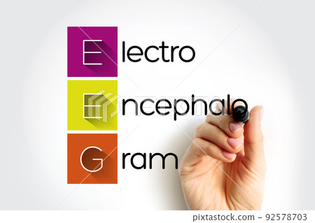 EEG - electroencephalogram acronym, medical concept background EEG - electroencephalogram acronym, medical concept background 92578703