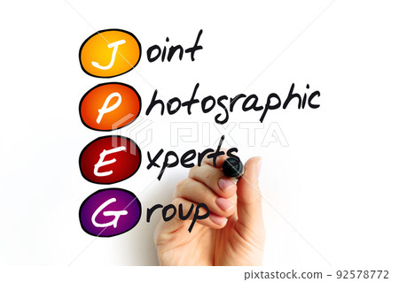 JPEG - Joint Photographic Experts Group acronym, concept background JPEG - Joint Photographic Experts Group acronym, concept background 92578772