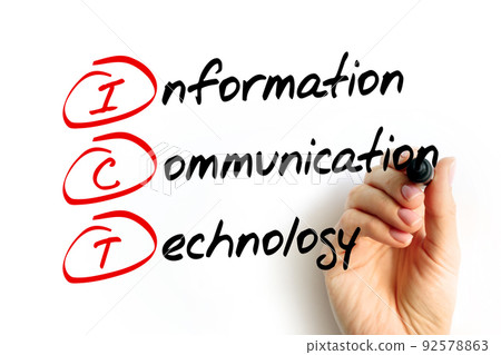 ICT - Information and Communication Technology acronym, business concept background ICT - Information and Communication Technology acronym, business concept background 92578863