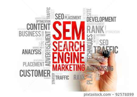 SEM - Search Engine Marketing word cloud, business concept background 92578899
