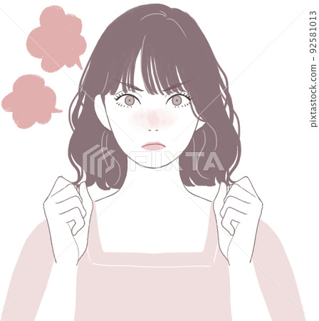 Angry Bob Cut (Perm) Cute Woman Guts Pose ver 92581013