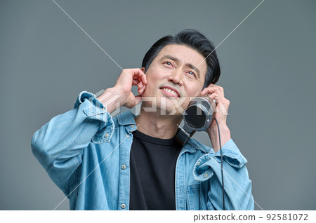 man, music, 40's, 50's, middle-aged, headphones man, music, 40's, 50's, middle-aged, headphones 92581072