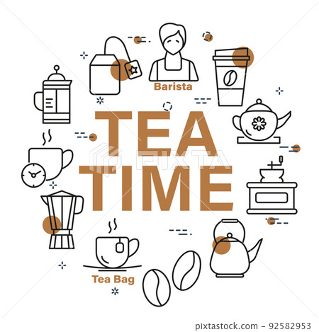 Vector design of Tea Time banner with different icons 92582953