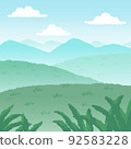 Mountains, meadows, blue sky and gentle atmosphere 92583228