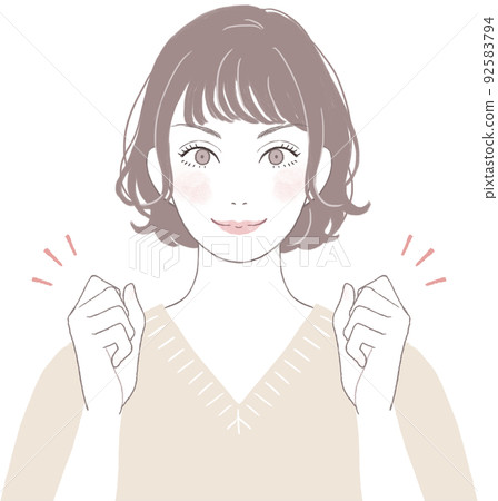 一個有動力的捷徑（燙髮）的可愛女人膽量姿勢ver 92583794