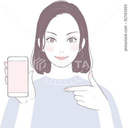 A beautiful woman with a motivated bob cut (straight) pointing ver A beautiful woman with a motivated bob cut (straight) pointing ver 92583805