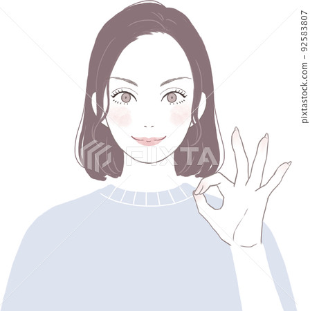 有動力的波波頭（直）OK姿勢ver的美麗女人 92583807