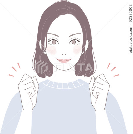 一個漂亮的女人，有一個積極的鮑勃剪（直）Gutspose ver 92583808