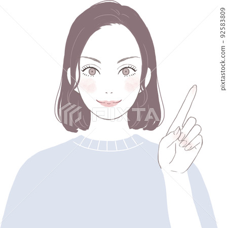 A beautiful woman with a motivated bob cut (straight) pointing ver 92583809