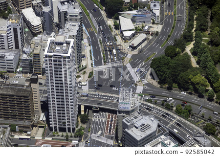 東京港區赤羽橋十字路口附近的鳥瞰圖 東京港區赤羽橋十字路口附近的鳥瞰圖 92585042